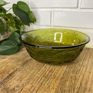 Vintage Depression Glass Avocado Green Daisy